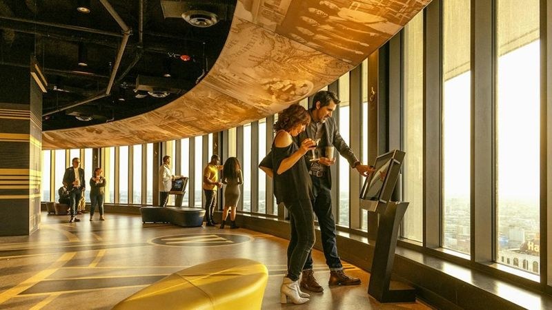 Visitors exploring the Vue Orleans observation deck